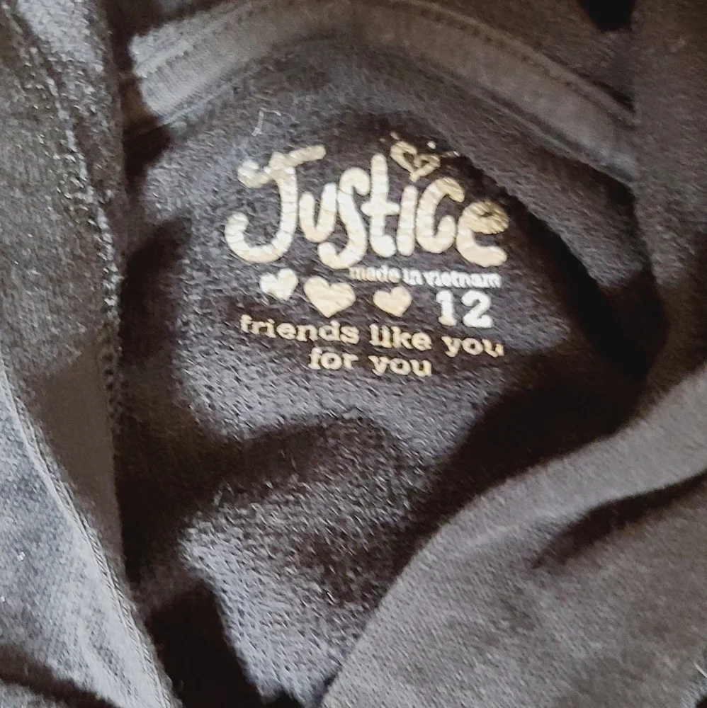 2 girls Justice zip up hooded sweatshirt sequim 12